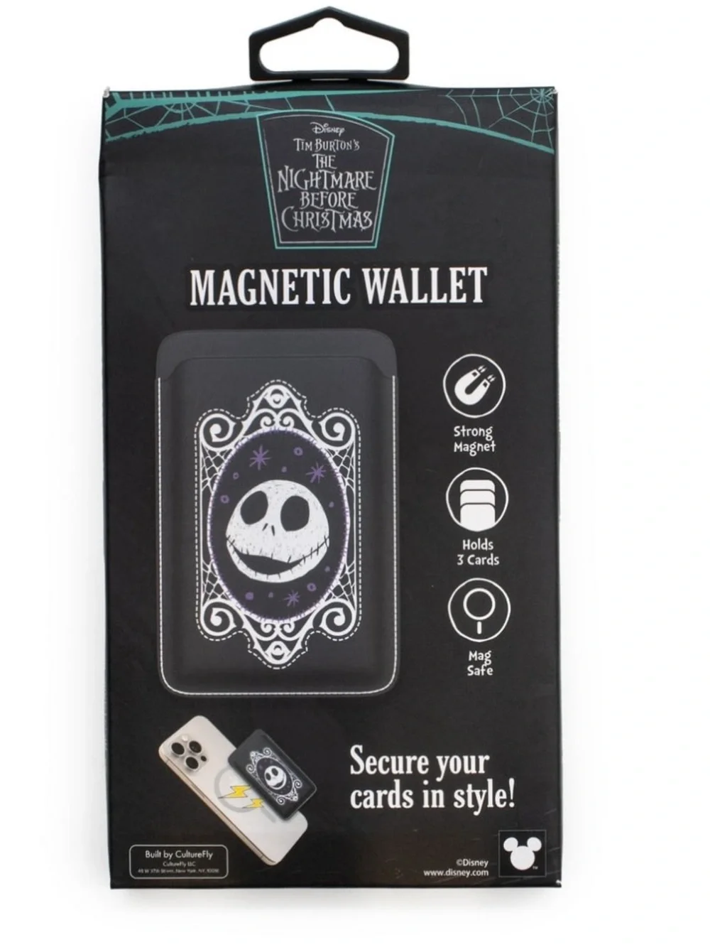 CultureFly Magnetic MagSafe Wallet Nightmare Before Christmas Jack Skellington